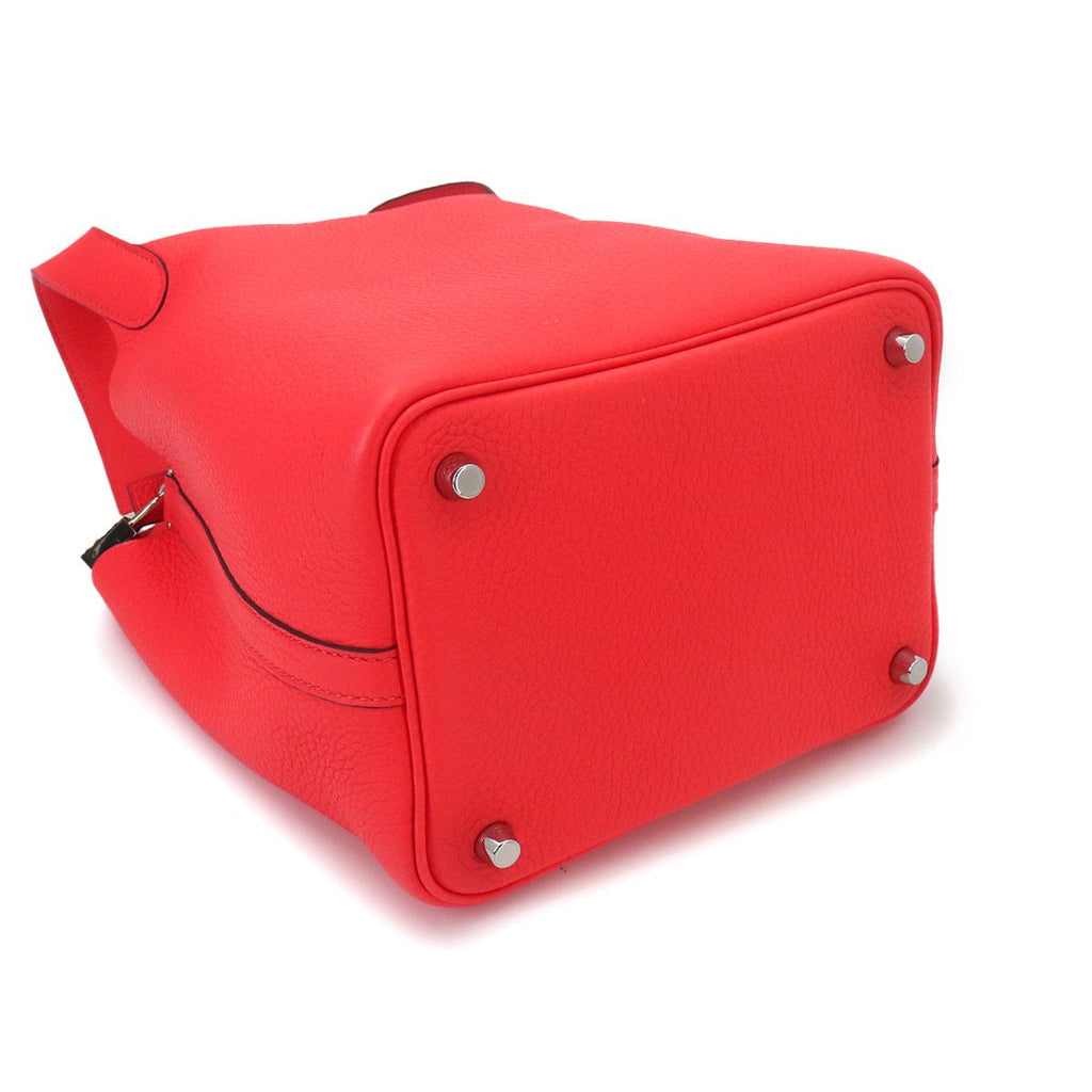Hermes Picotin Lock 18 PM Hand Bag Taurillon Clemence Rose Texas Silver — view 5