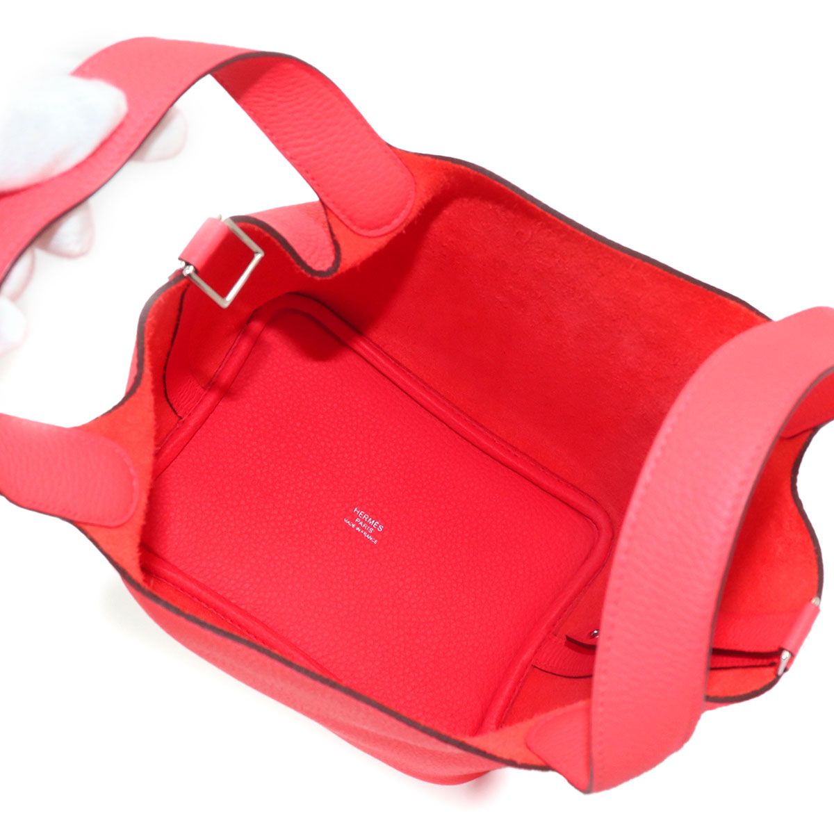 Hermes Picotin Lock 18 PM Hand Bag Taurillon Clemence Rose Texas Silver — view 7