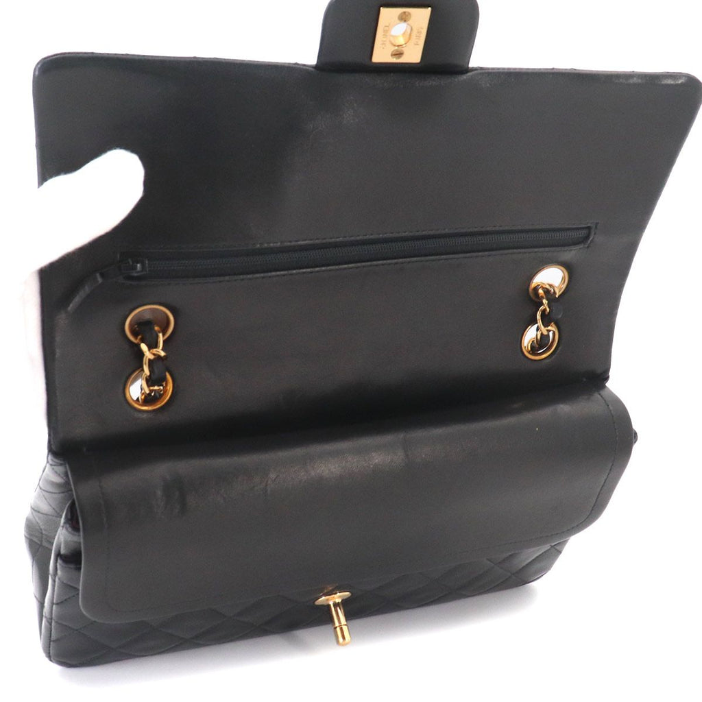 Chanel Quilted 25 Chain Shoulder Bag Lambskin Black Gold CC Logo — view 7