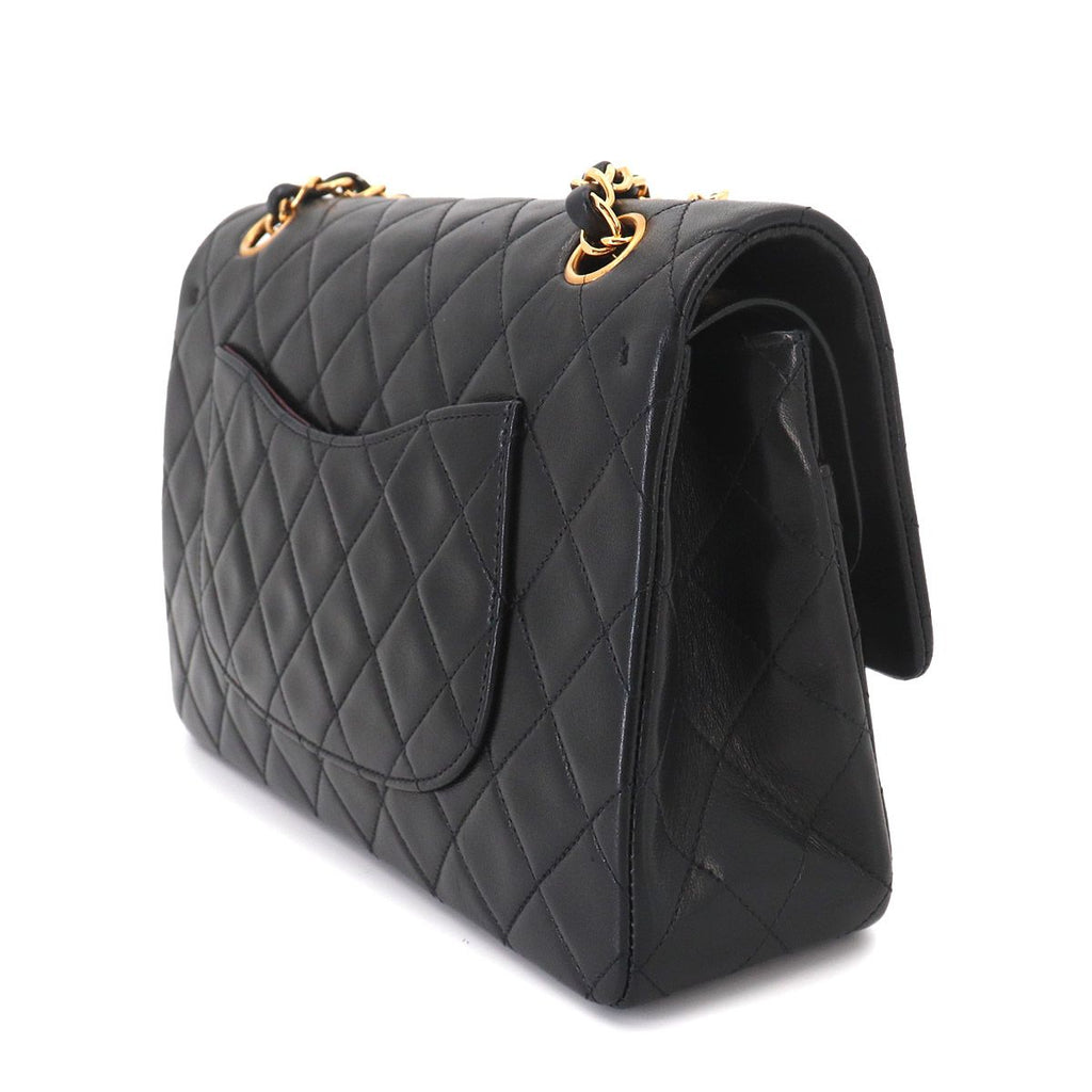 Chanel Quilted 25 Chain Shoulder Bag Lambskin Black Gold CC Logo — view 3