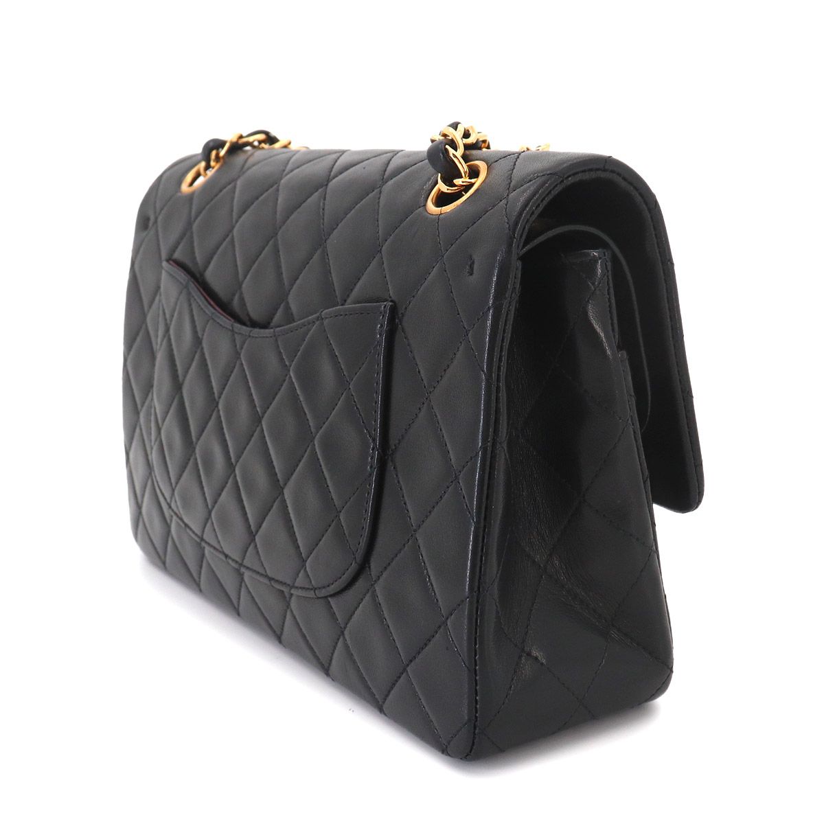Chanel Quilted 25 Chain Shoulder Bag Lambskin Black Gold CC Logo — view 3