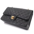 Chanel Quilted 25 Chain Shoulder Bag Lambskin Black Gold CC Logo — view 9