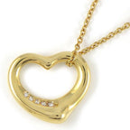Tiffany & Co Necklace Open Heart 16 Diamond 18k Yellow Gold