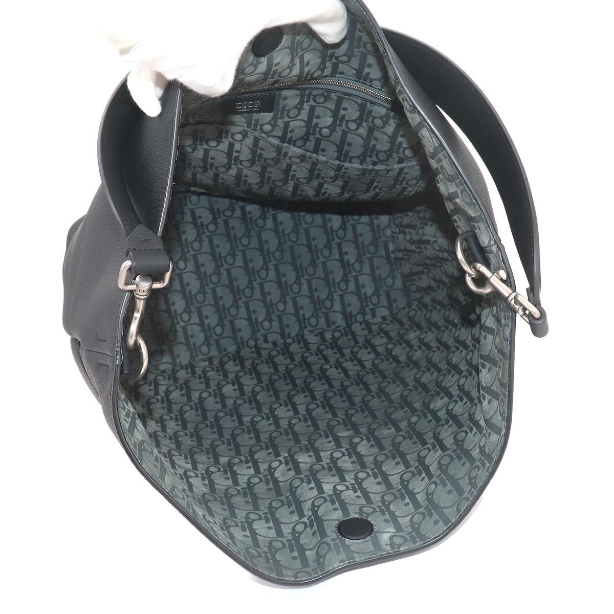 Dior Vertical Hobo 2-Way Tote Shoulder Bag Leather Black — view 6