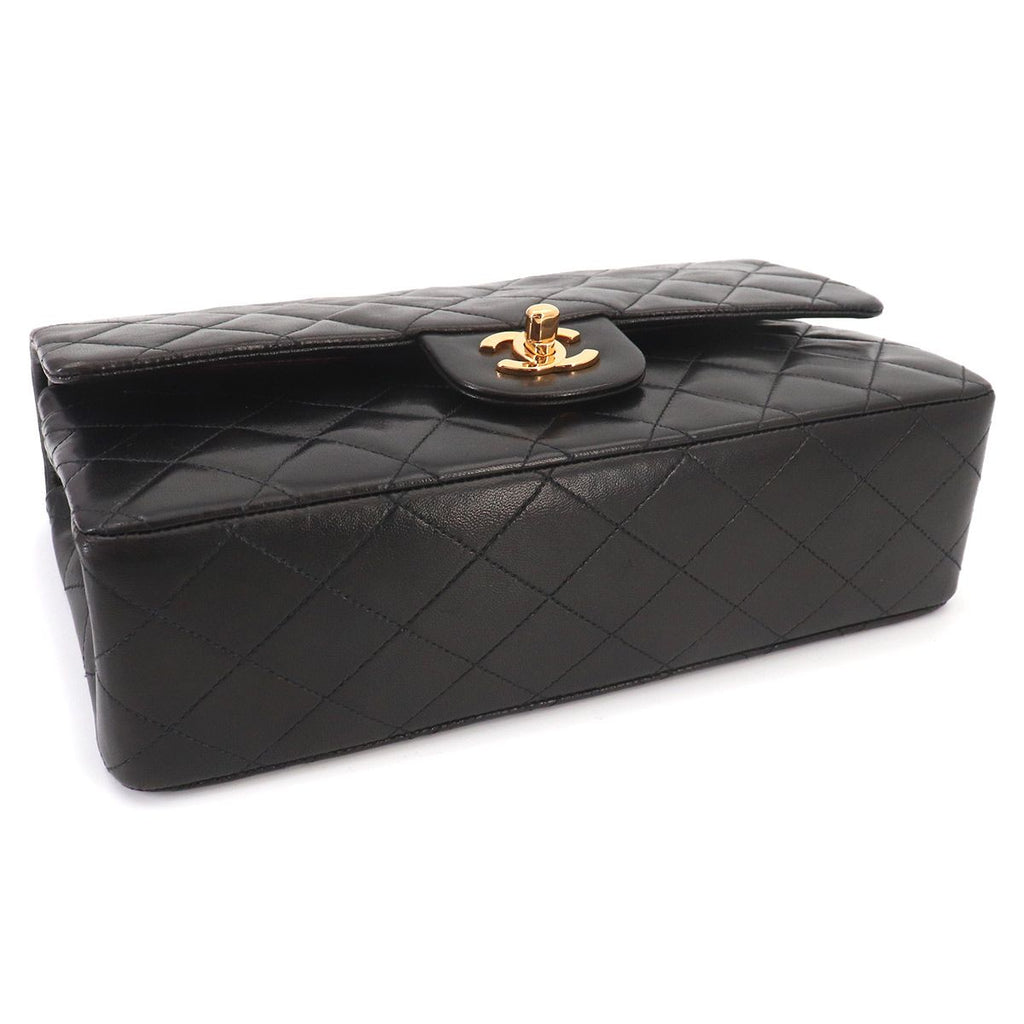 Chanel Quilted 25 Chain Shoulder Bag Lambskin Black Gold CC Logo — view 5