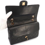 Chanel Quilted 25 Chain Shoulder Bag Lambskin Black Gold CC Logo — view 8
