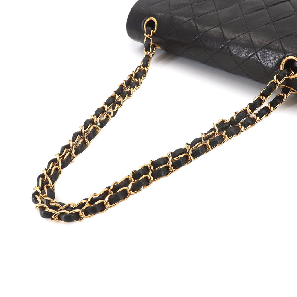 Chanel Quilted 25 Chain Shoulder Bag Lambskin Black Gold CC Logo — view 6