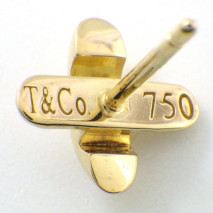 Tiffany & Co Earrings Cross Stitch 18k Yellow Gold One Side — view 3