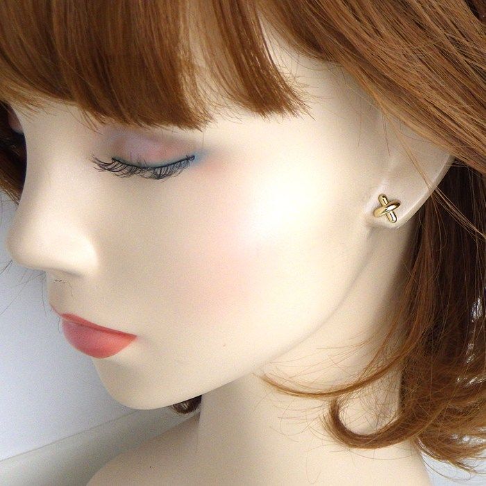 Tiffany & Co Earrings Cross Stitch 18k Yellow Gold One Side — view 6
