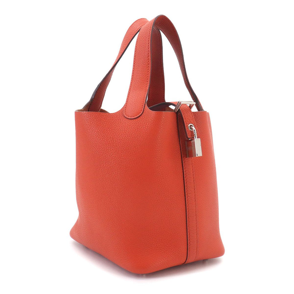 Hermes Picotin Lock 18 PM Hand Bag Taurillon Maurice Terbatie Silver — view 4