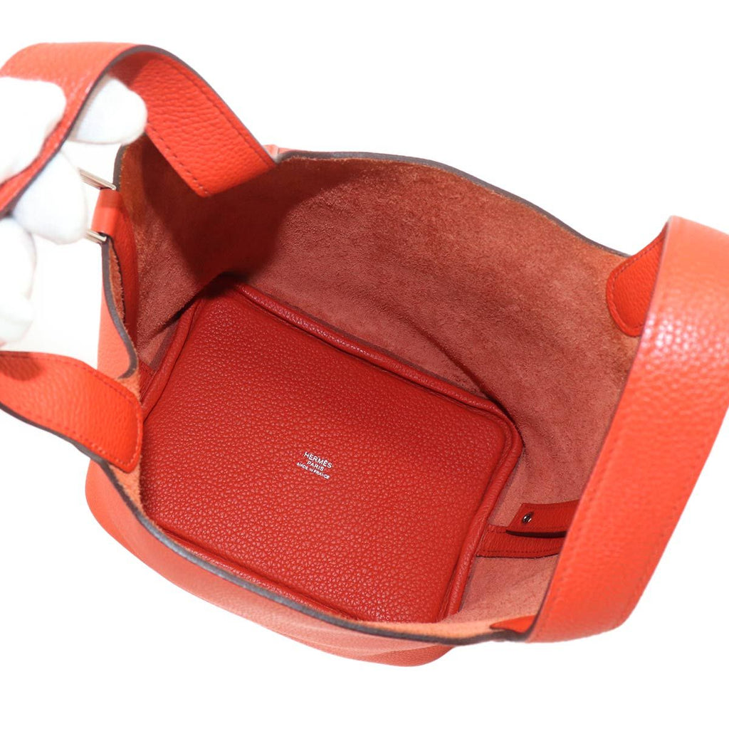 Hermes Picotin Lock 18 PM Hand Bag Taurillon Maurice Terbatie Silver — view 7