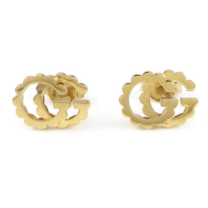 Gucci Earrings Double Studs GG Running Logo 18k Yellow Gold