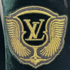 Louis Vuitton Loafers LV Logo Velour Embroidery Gold Thread Green 8.5 — view 8