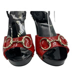 Gucci Sandals Patent Leather Ankle Strap Horsebit Red — view 5