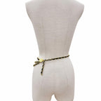 Chanel Vintage CC Logo Leather Triple Strand Chain Belt Gold Black — view 4
