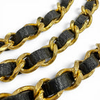 Chanel Vintage CC Logo Leather Triple Strand Chain Belt Gold Black — view 7