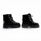 Chanel Coconage Suede Leather Quilted CC Logo Short Boots Black Silver — view 3