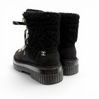 Chanel Coconage Suede Leather Quilted CC Logo Short Boots Black Silver — view 5