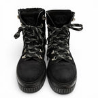 Chanel Coconage Suede Leather Quilted CC Logo Short Boots Black Silver — view 6