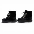 Chanel Coconage Suede Leather Quilted CC Logo Short Boots Black Silver — view 2
