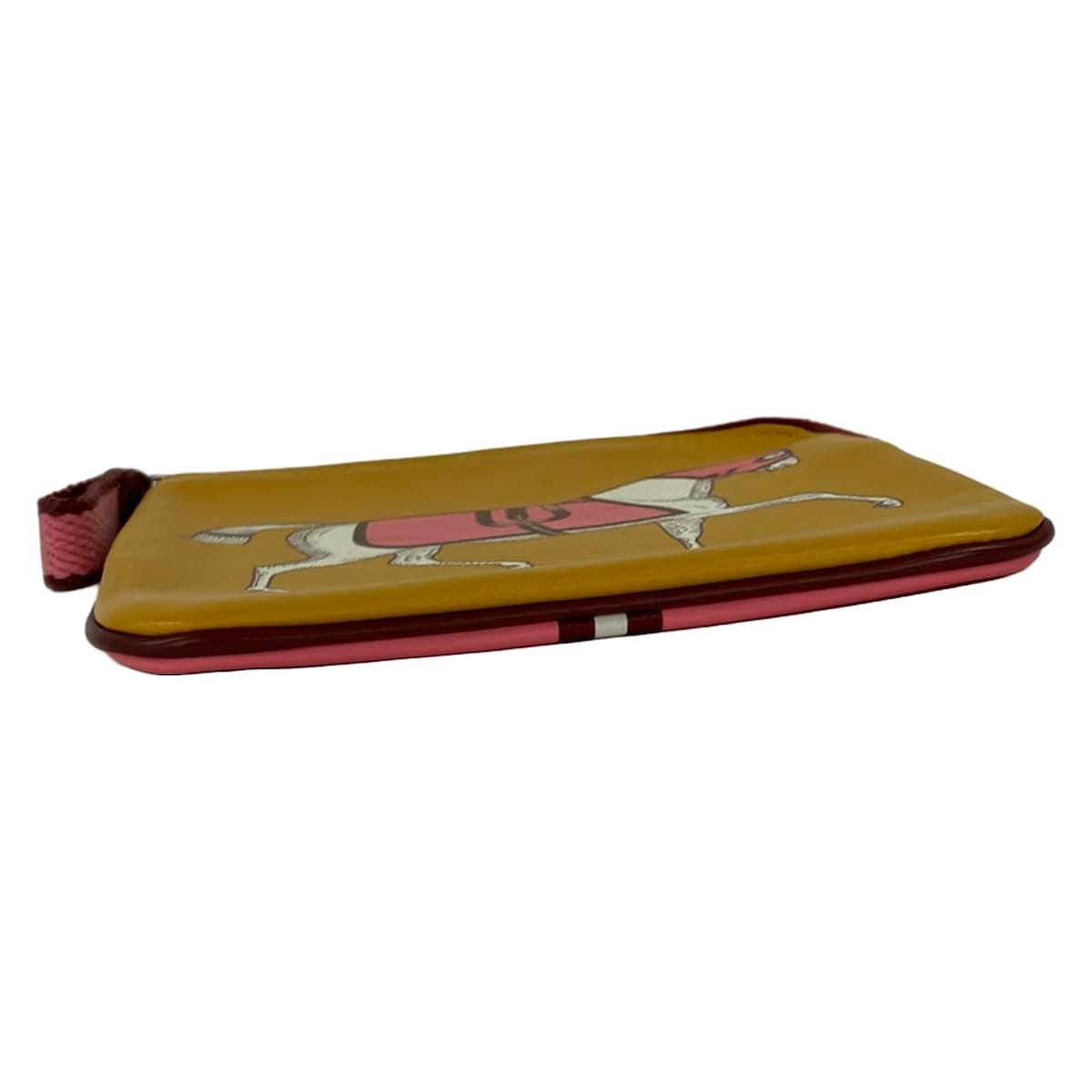 Hermes Pouch Dark Yellow Pink Multi Horse Silver — view 3