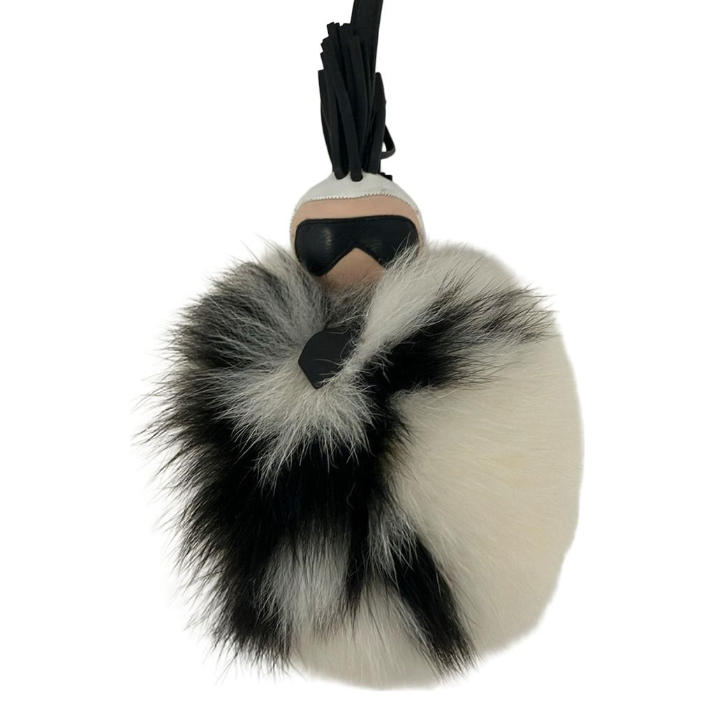 Fendi Key Holder Karl Pon Calito Black White Karlaga Feld Leather — view 4