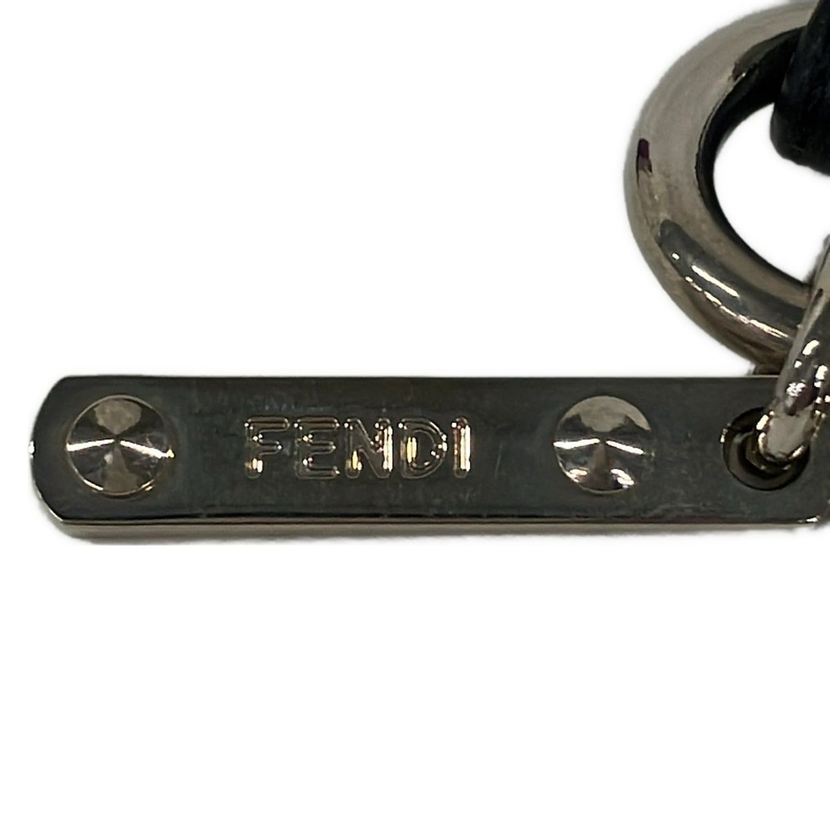 Fendi Key Holder Karl Pon Calito Black White Karlaga Feld Leather — view 3