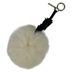 Fendi Key Holder Karl Pon Calito Black White Karlaga Feld Leather — view 2