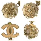 Chanel CC Logo Camellia Pink Gold Plated Earrings — view 5