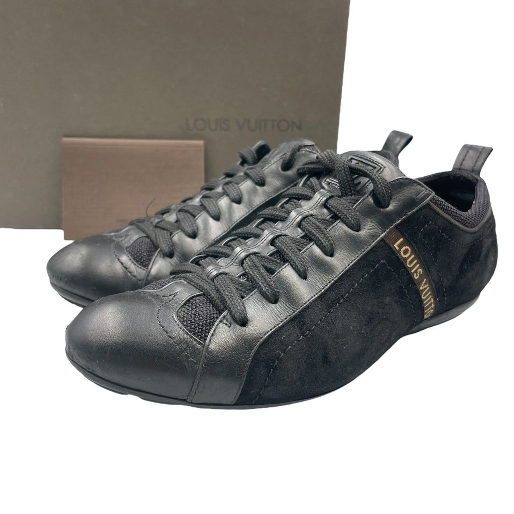 Louis Vuitton Sneakers Leather with Logo Suede Black
