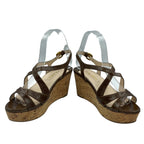Prada Strap Sandals Leather Platform Thick Sole Wedge Brown — view 4