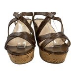 Prada Strap Sandals Leather Platform Thick Sole Wedge Brown — view 5