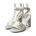 Louis Vuitton LV Initial Shake Line Ankle Strap Sandals 37 White Patent