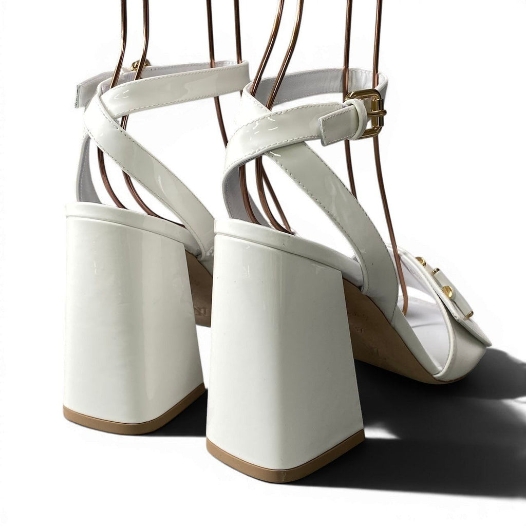 Louis Vuitton LV Initial Shake Line Ankle Strap Sandals 37 White Patent — view 4