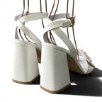 Louis Vuitton LV Initial Shake Line Ankle Strap Sandals 37 White Patent — view 4