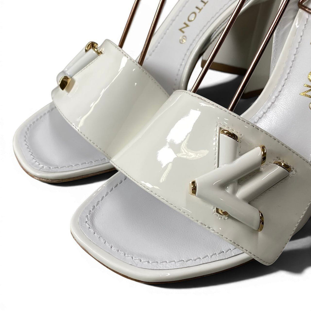 Louis Vuitton LV Initial Shake Line Ankle Strap Sandals 37 White Patent — view 6