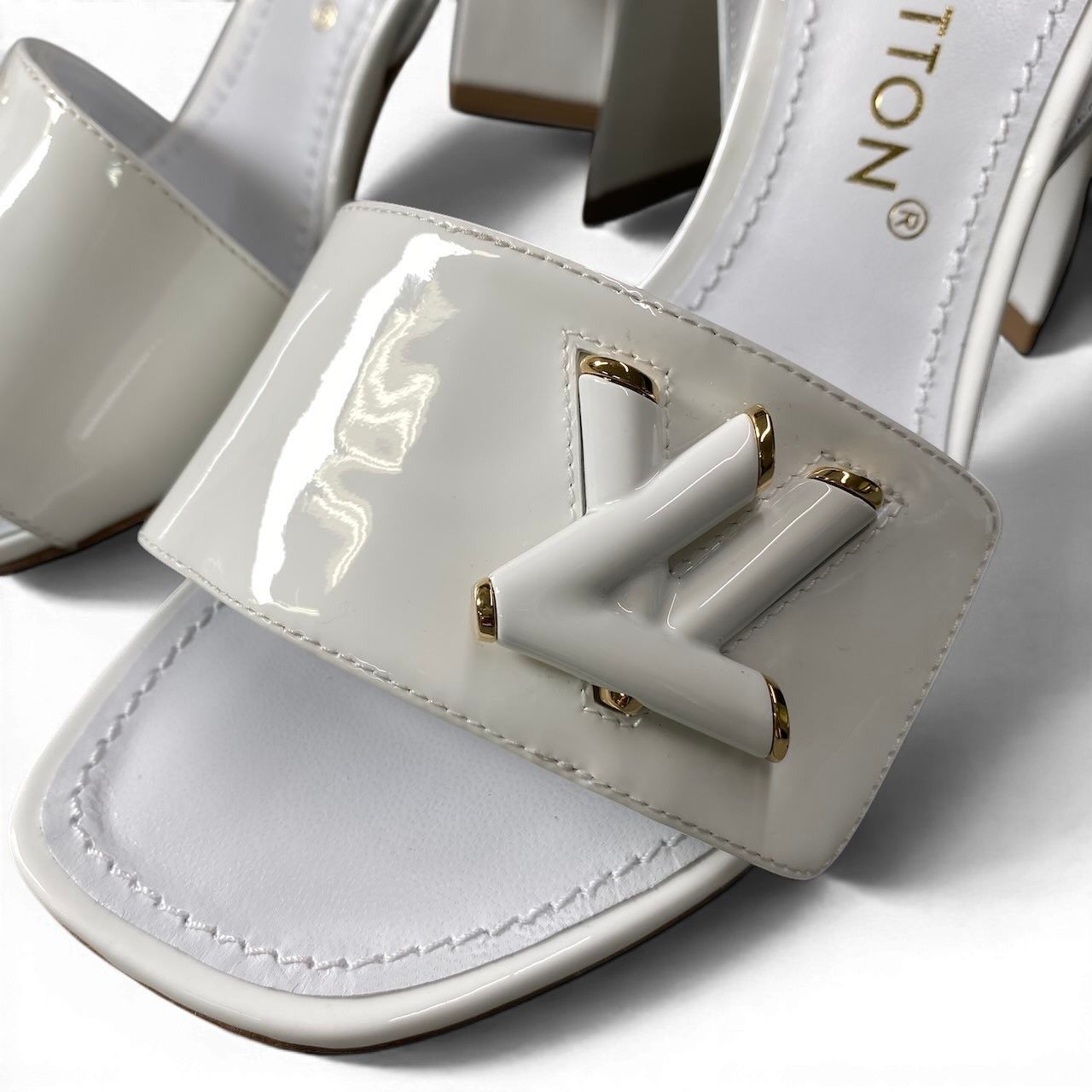 Louis Vuitton LV Initial Shake Line Ankle Strap Sandals 37 White Patent — view 7
