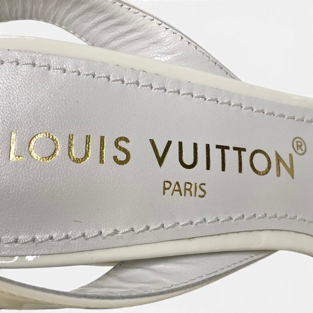 Louis Vuitton LV Initial Shake Line Ankle Strap Sandals 37 White Patent — view 9