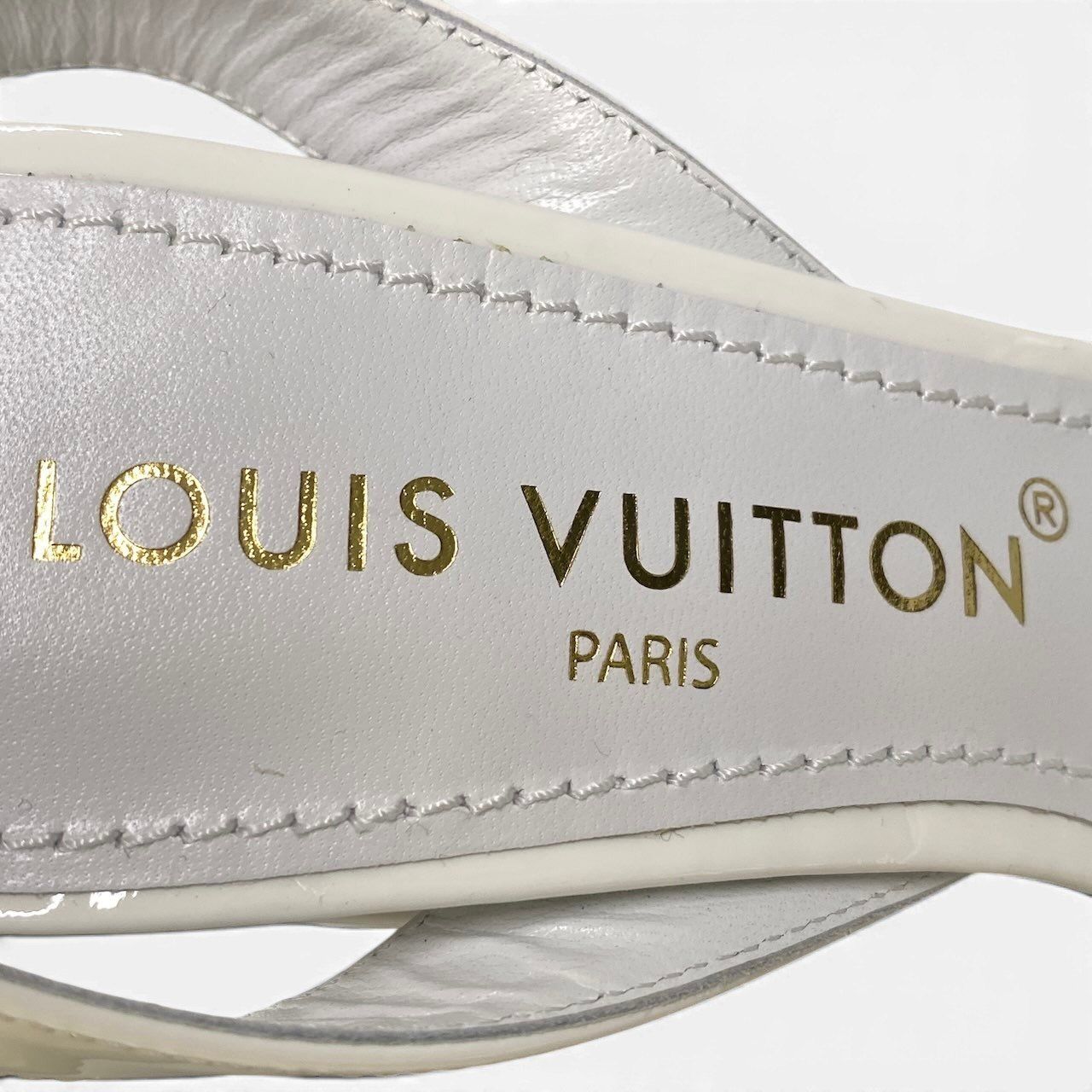 Louis Vuitton LV Initial Shake Line Ankle Strap Sandals 37 White Patent — view 9