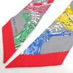 Hermes Tsuiri Stirrup Remix Etriers Silk 100% Grease Asier Rouge Gray Scarf — view 5