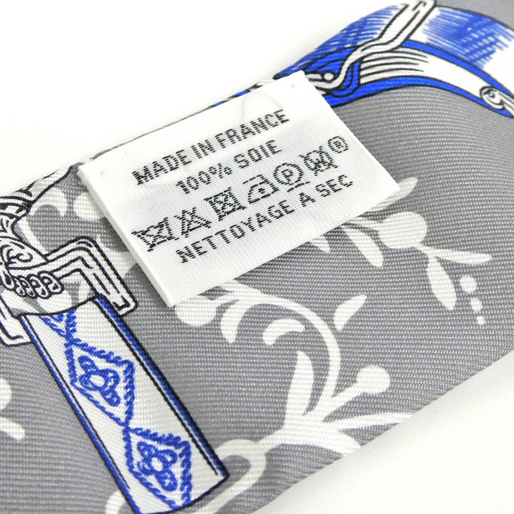Hermes Tsuiri Stirrup Remix Etriers Silk 100% Grease Asier Rouge Gray Scarf — view 6