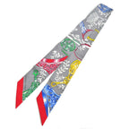 Hermes Tsuiri Stirrup Remix Etriers Silk 100% Grease Asier Rouge Gray Scarf