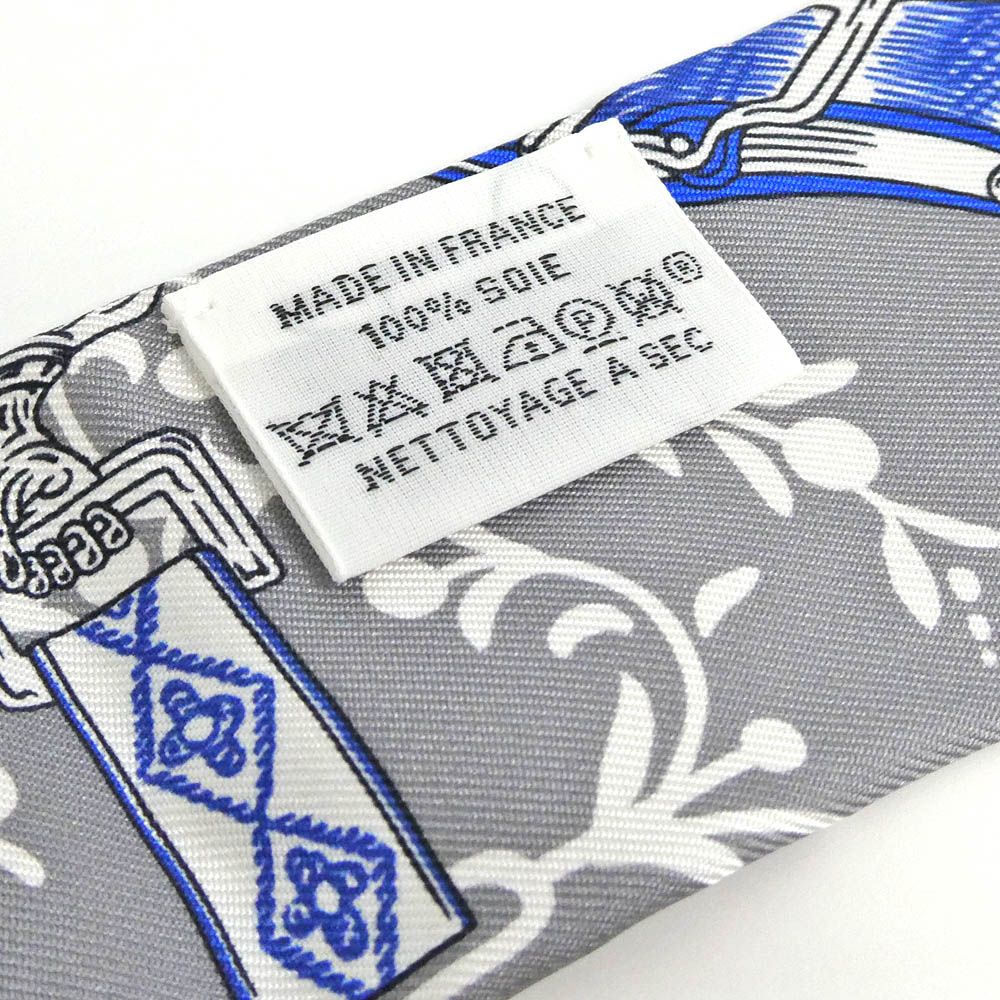 Hermes Tsuiri Stirrup Remix Etriers Silk 100% Grease Asier Rouge Gray Scarf — view 6