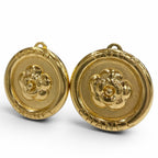 Chanel Vintage Camellia Round Earrings Gold