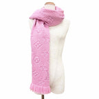 Louis Vuitton Echarpe Logo Mania Wool Silk Monogram Fringe Scarf Pink — view 4