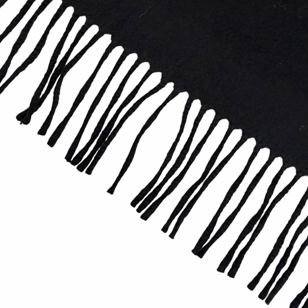 Hermes Cashmere Logo Embroidery Fringe Scarf Shawl Black — view 5