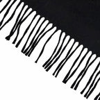 Hermes Cashmere Logo Embroidery Fringe Scarf Shawl Black — view 5