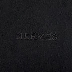 Hermes Cashmere Logo Embroidery Fringe Scarf Shawl Black — view 6