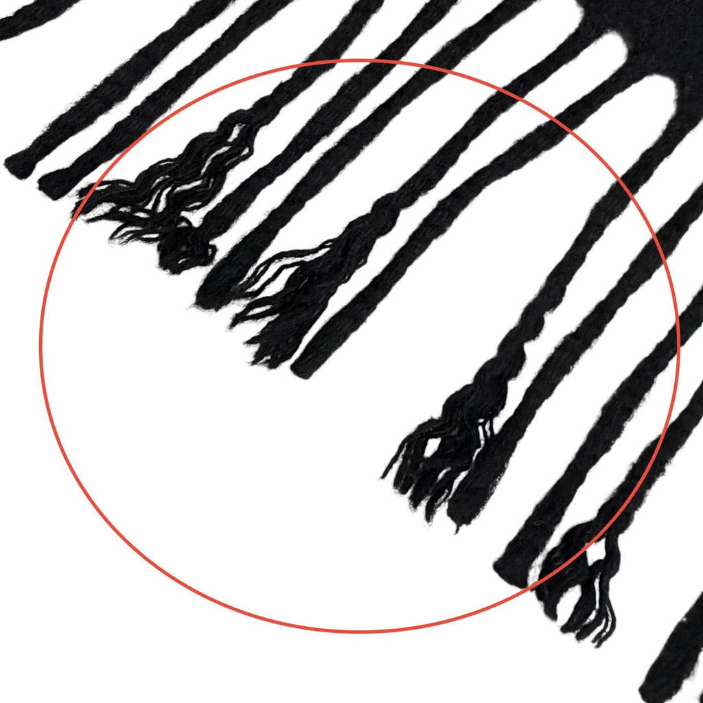 Hermes Cashmere Logo Embroidery Fringe Scarf Shawl Black — view 8