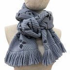 Louis Vuitton Echarpe Logo Mania Wool Silk Scarf with Fringe Blue — view 3
